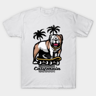 Bulldog on a skateboard. T-Shirt